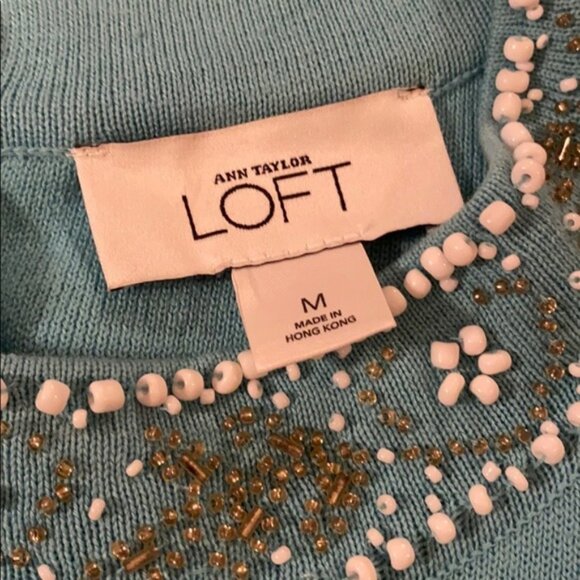 Loft sleeveless knit beaded high neck top - Picture 4 of 7